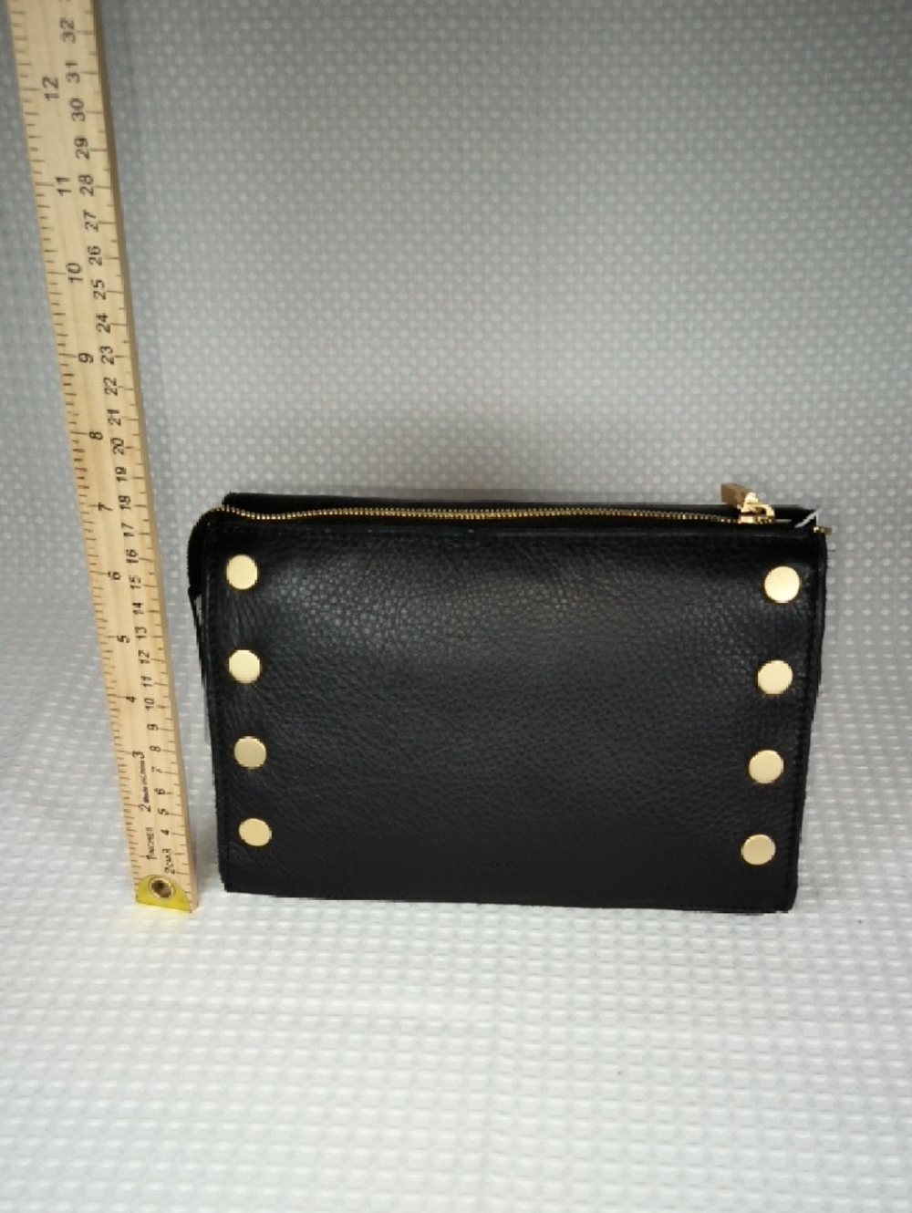 Hammitt Montana Small Black Leather Clutch, Gold Grommet Detail With Strap Nwot - Picture 7 of 15